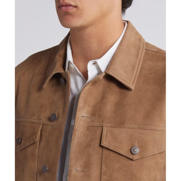 NWT $299 BLANK NYC MEN’S TAN SLIM FIT PATCH POCKET SUEDE JACKET US SIZE SMALL - Picture 4 of 10